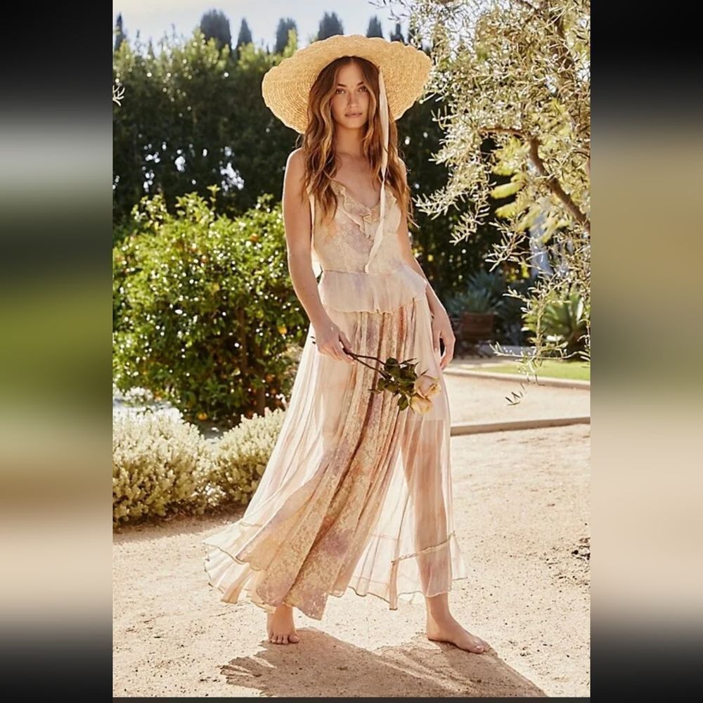 FREE PEOPLE  Washed Ashore Maxi Dress Size Large